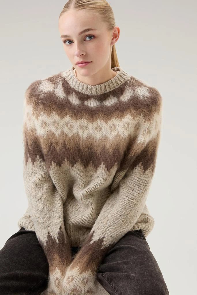 WOOLRICH Fair Isle Pullover in Wool and Mohair Blend - Women - Blue 4