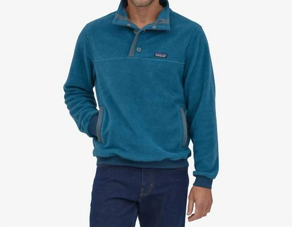 Patagonia Men's Shearling Button Fleece Pullover In Wavy Blue 1