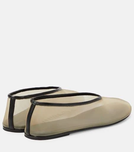 Khaite Marcy leather-trimmed mesh ballet flats 3