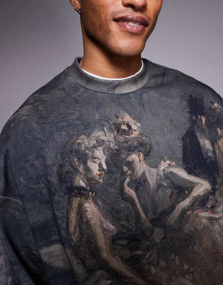 Hugo Red HUGO RED Dabusi all over print oversized sweatshirt in multi 5