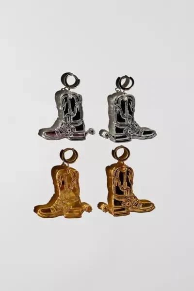 Sigfus Designs Sigfus Designs Mirrored Cowboy Boot Earrings 3