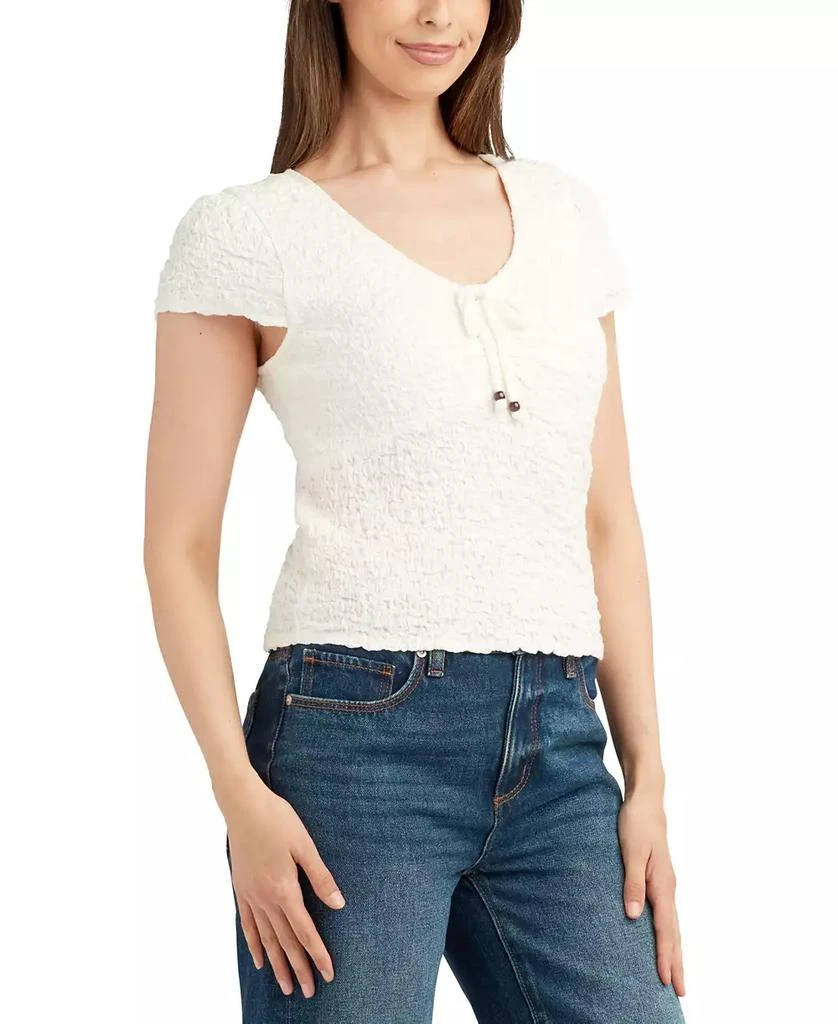 BCX Juniors' Textured Knit Cap-Sleeve Top 4