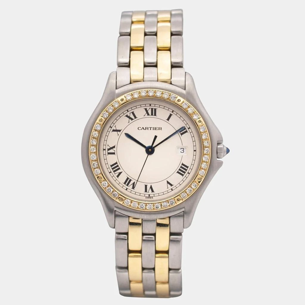 Cartier Cartier Customised Ivory 5CT Diamond 18K Yellow Gold Cougar 187904 Quartz Women's Wristwatch 33mm 1