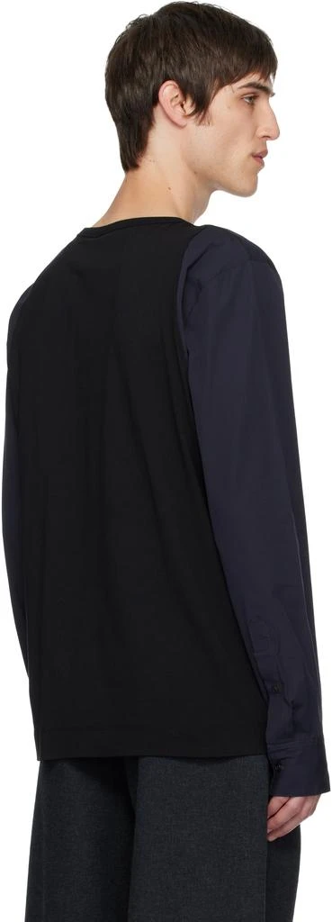 Dries Van Noten Black 
Navy Contrast Sleeves T-shirt 3