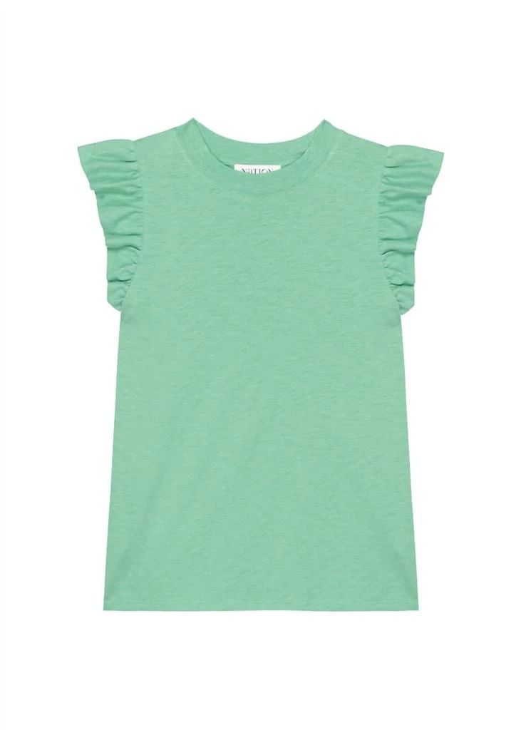 Nation LTD Paulette Ruffle Tank Top In Green Stone 3