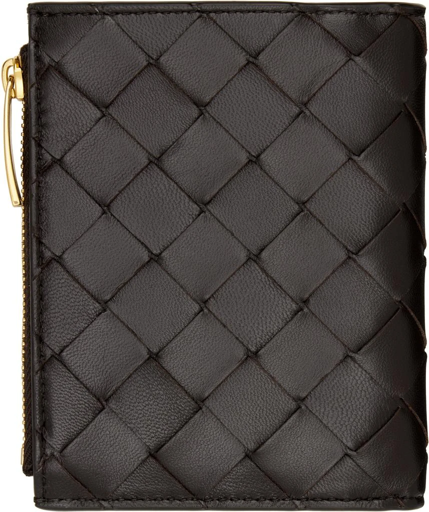 Shop Brown Intrecciato Small Bi-Fold Wallet on Sale at BeyondStyle
