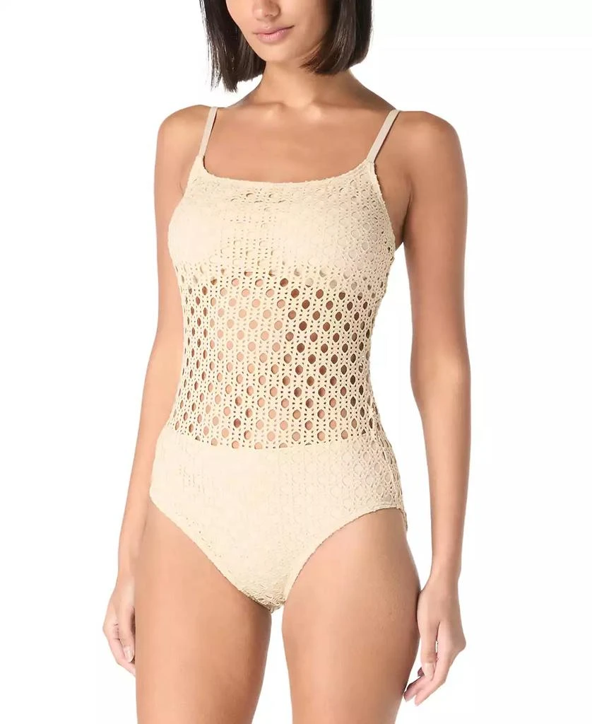 Carmen Marc Valvo Women's Crochet Scoop-Neck One-Piece Swimsuit 1