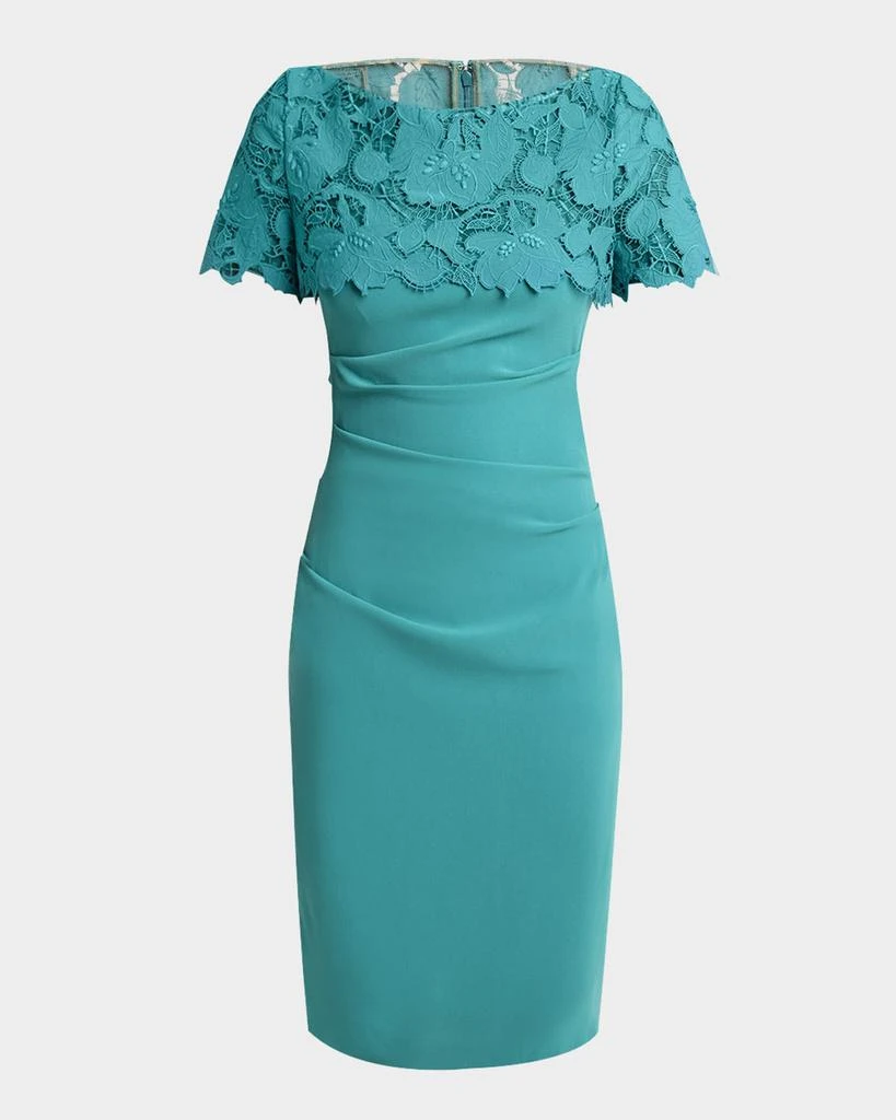 Talbot Runhof Guipure Lace Short-Sleeve Draped Dress - Dresses & Skirts -  Free Shipping