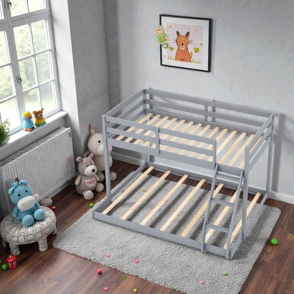 Hivvago Space-Efficient Twin Above Full Bunk Frame with Low Ground Clearance