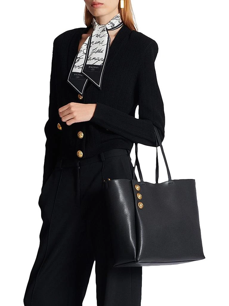 Balmain Emblème Grained Leather Tote Bag 3