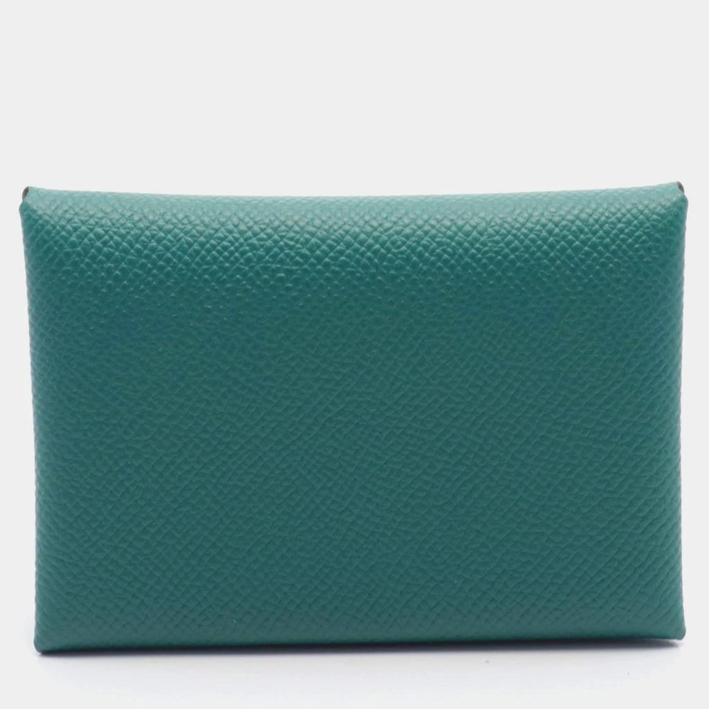 Hermes Hermes Green Leather Calvi Duo Wallet 1