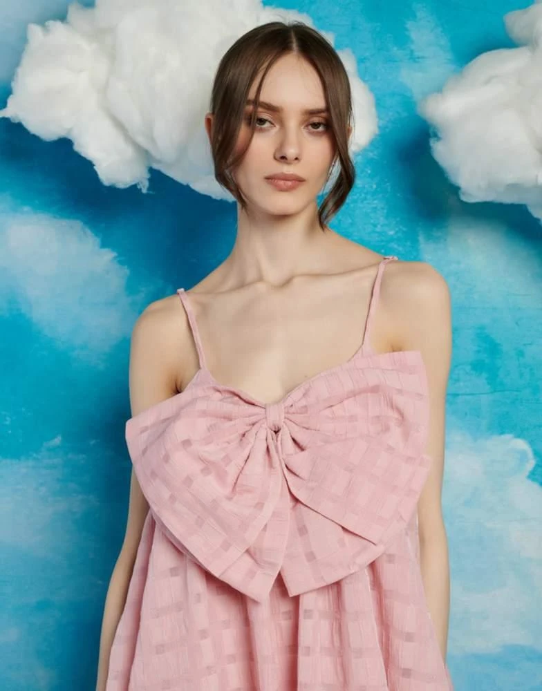 Sister Jane Sister Jane textured bow puffball mini dress in pink 4