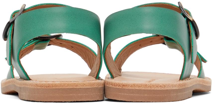Misha & Puff Kids Green Double Buckle Sandals