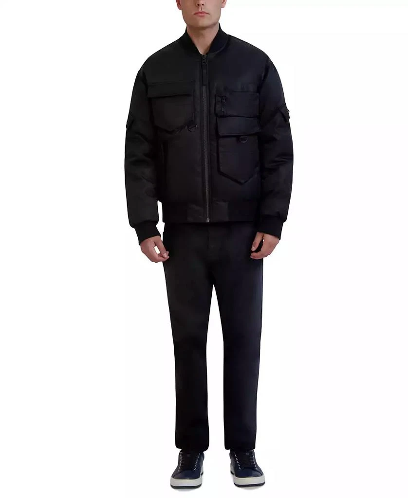 Karl Lagerfeld Paris Men's Flight Satin Bomber Jacket 5