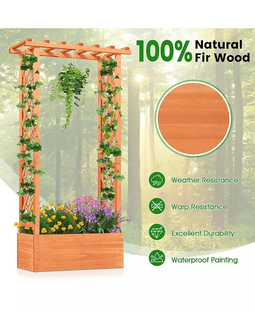 GOUUN Raised Garden Bed with Side Trellis and Hanging Roof and Drainage Hole 9