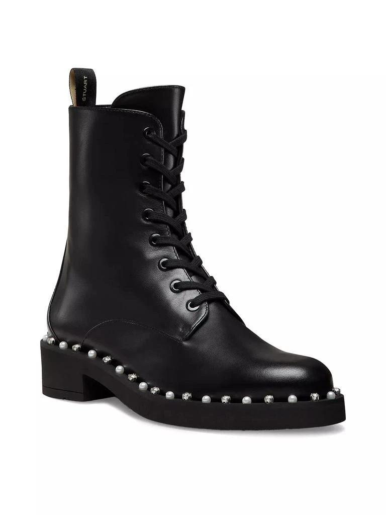Stuart Weitzman Reverie Embellished Leather Lace-Up Booties 2