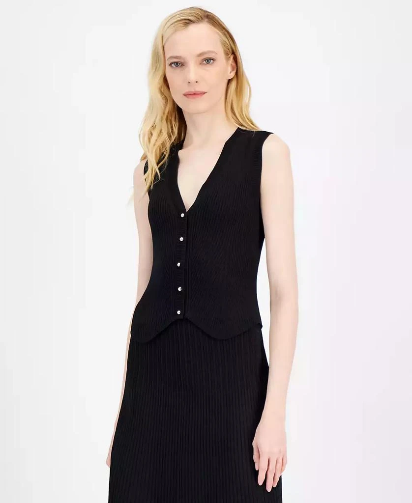 Anne Klein Women's Knit Fitted V-Neck Vest 1