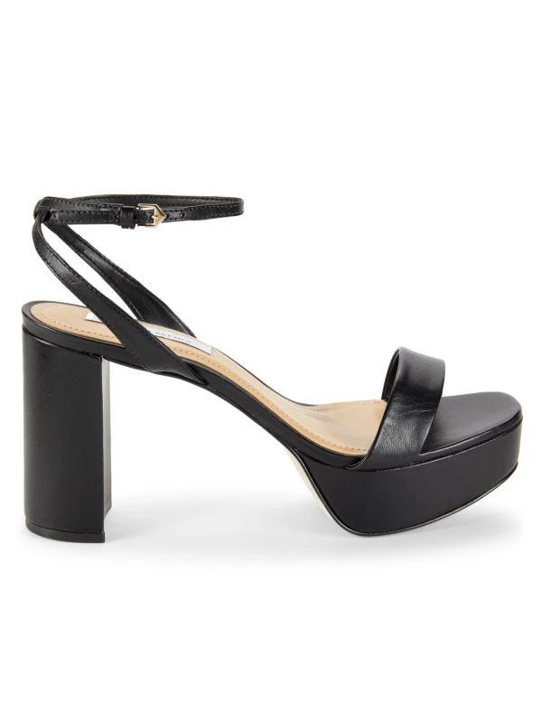Saks Fifth Avenue Block Heel Ankle Strap Leather Platform Sandals 1