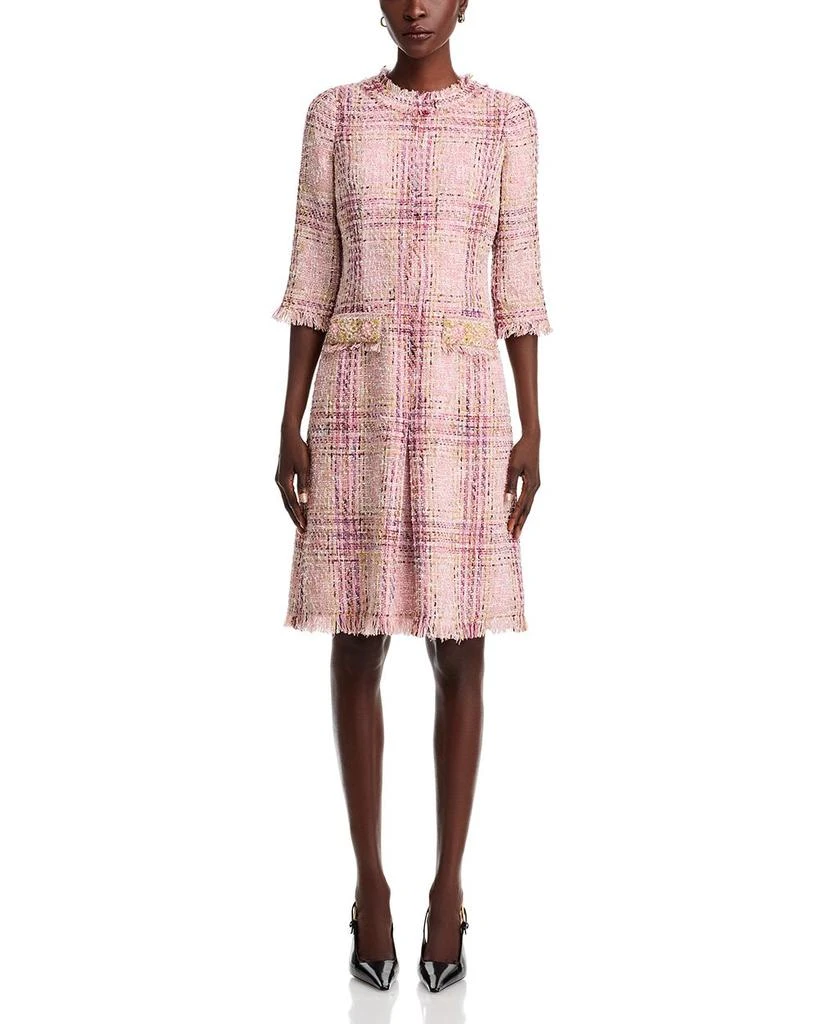 Teri Jon Plaid Pattern Tweed Dress 7