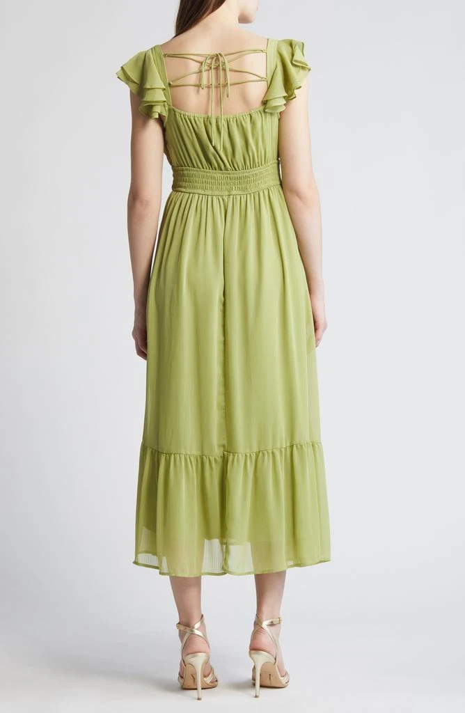 ZOE AND CLAIRE V-Neck Ruffle Chiffon Midi Dress 2