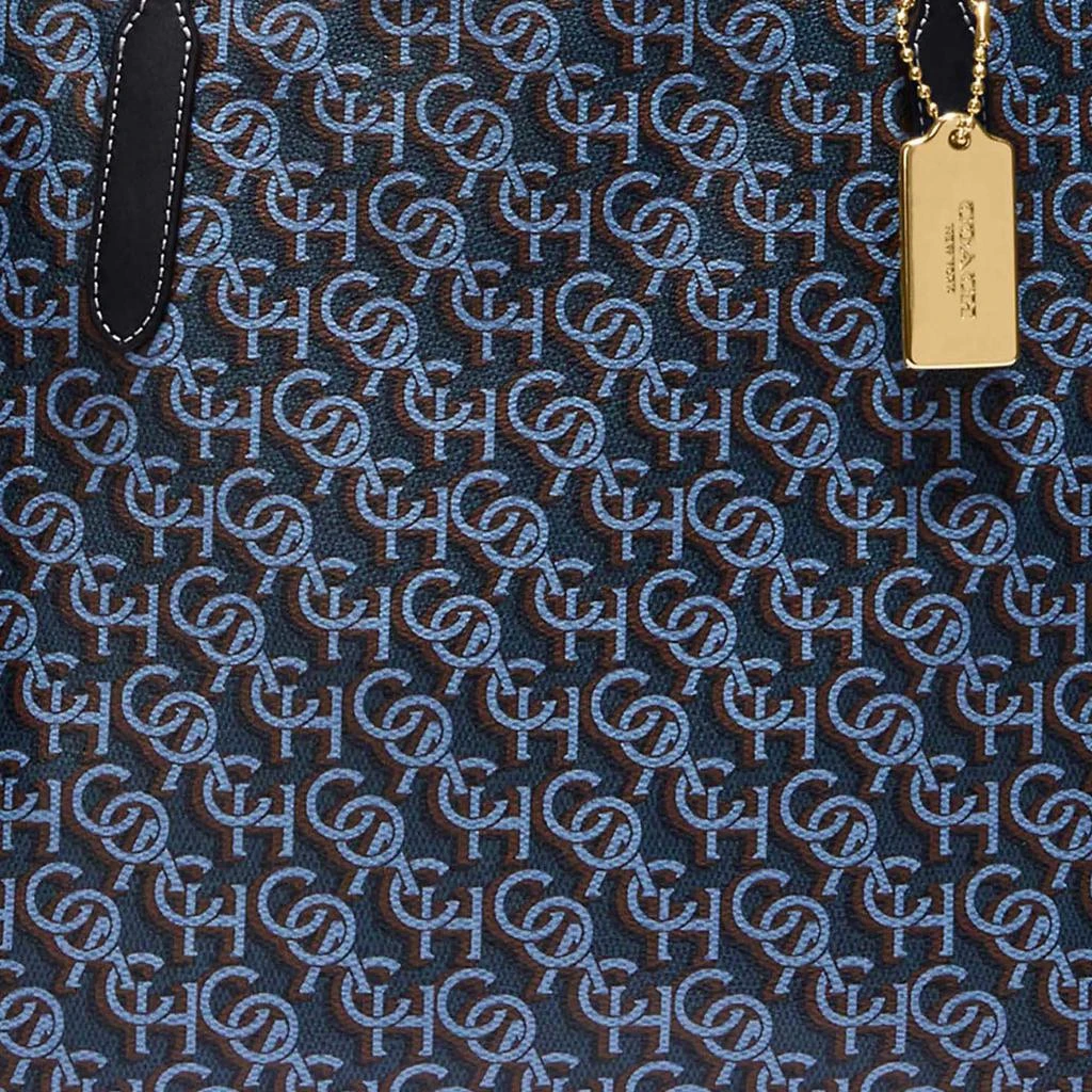 Coach Coach Blue Multicolor Signature Coated Canvas & Leather Tote Bag 3