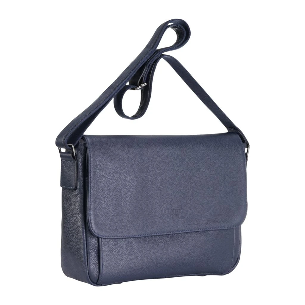 Infinity Leather Genuine Leather Navy Laptop Bag Travel Work Messenger Satchel - Camden 4