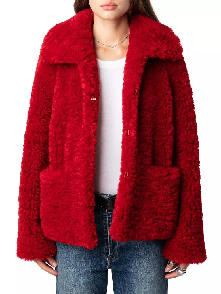 ZADIG & VOLTAIRE Fred Soft Curly Faux Fur Coat 3