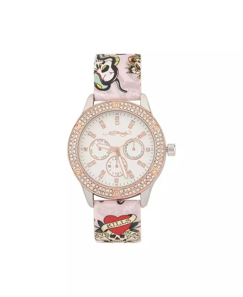Ed Hardy Ladies Women\'s Quartz Blush Textured Silicone Strap 38mm Analog watch Ed Hardy Women main image 4