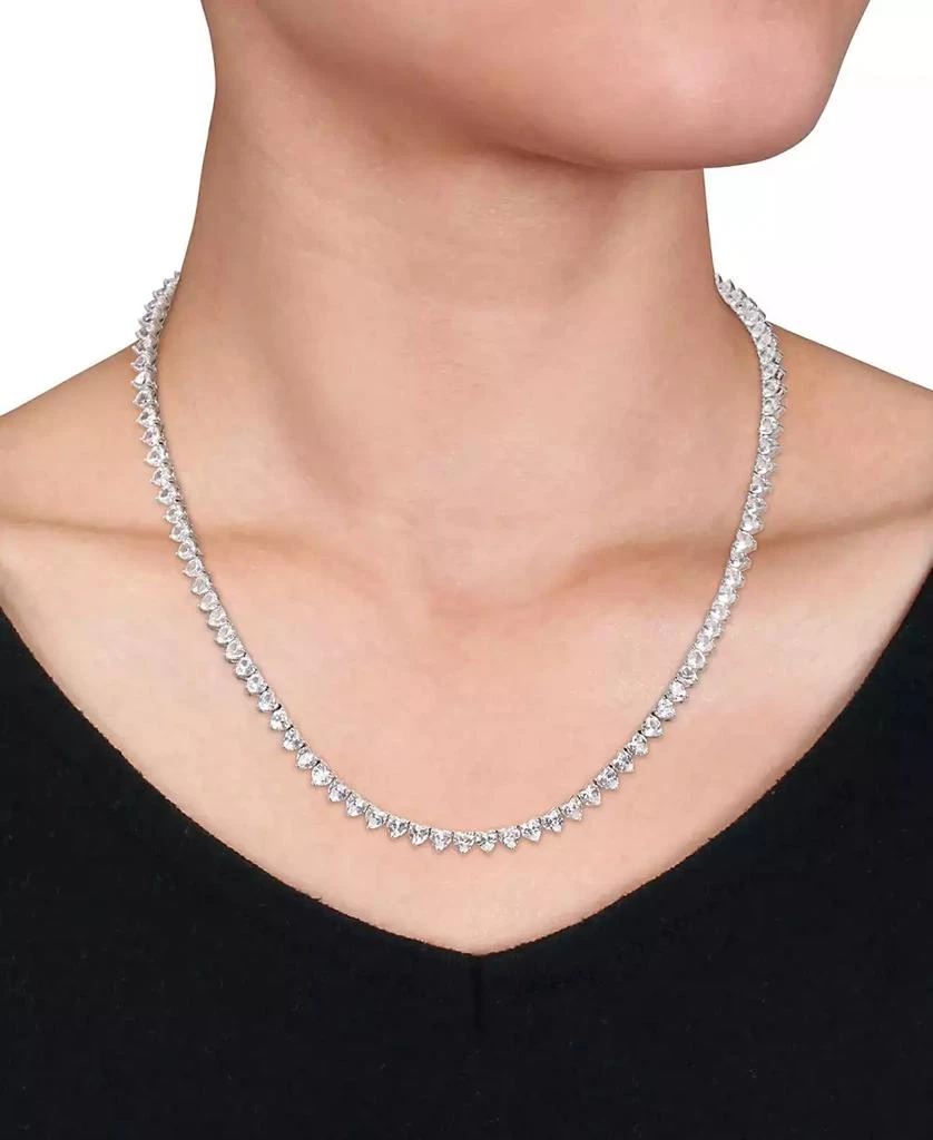 Macy's Lab-Grown White Sapphire Heart 18" Tennis Necklace (31-1/5 ct. t.w.) in Sterling Silver 3