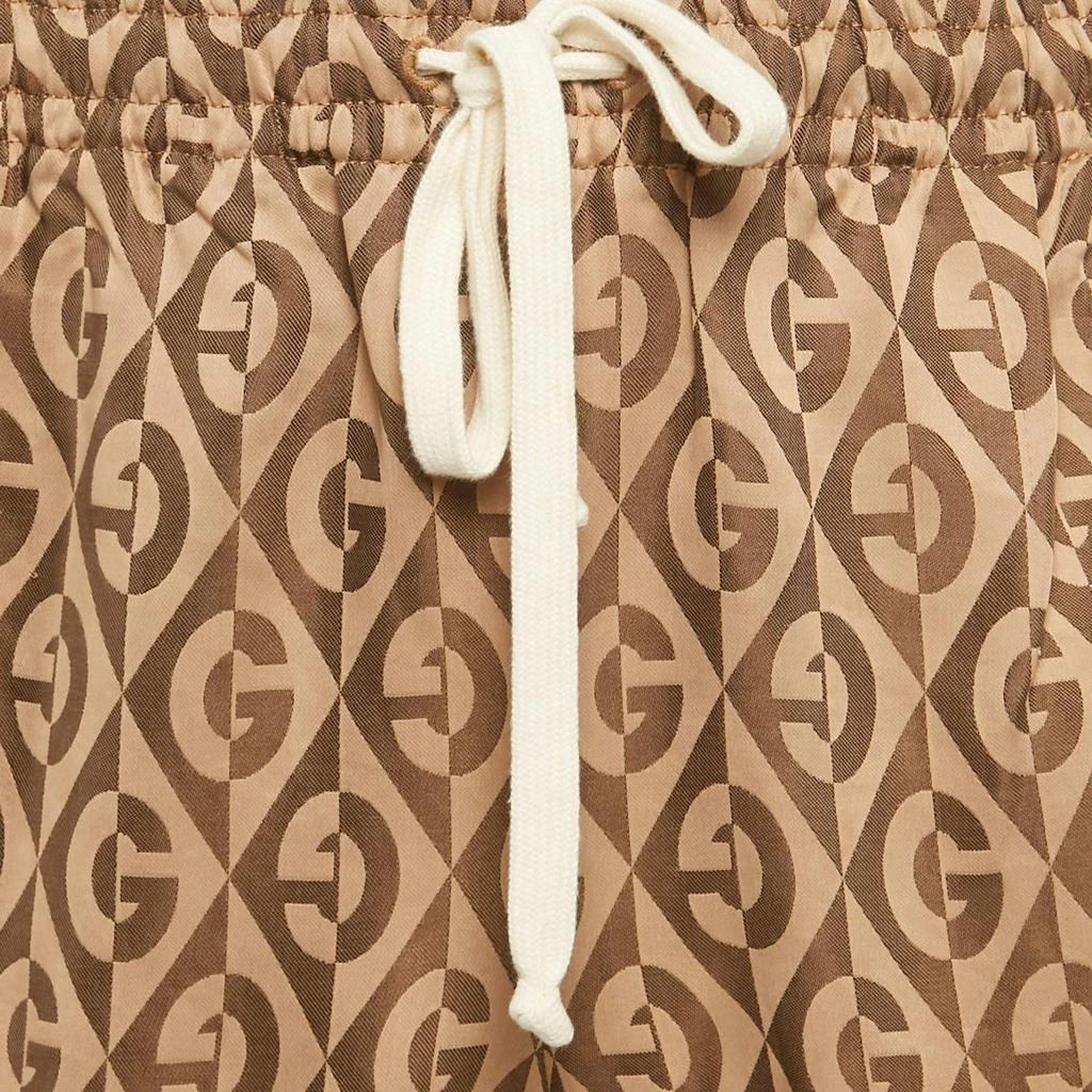 Gucci Gucci Brown Leather Trim Jacquard Track Pants M 4