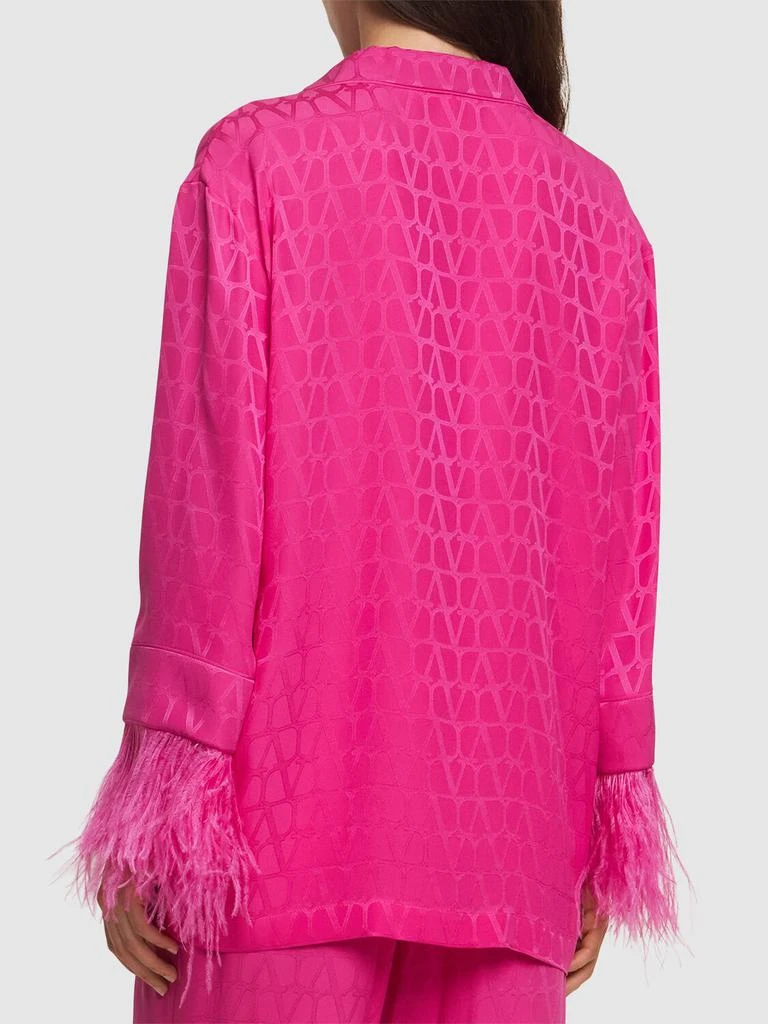 Valentino Logo Jacquard Silk Shirt W/feathers 2