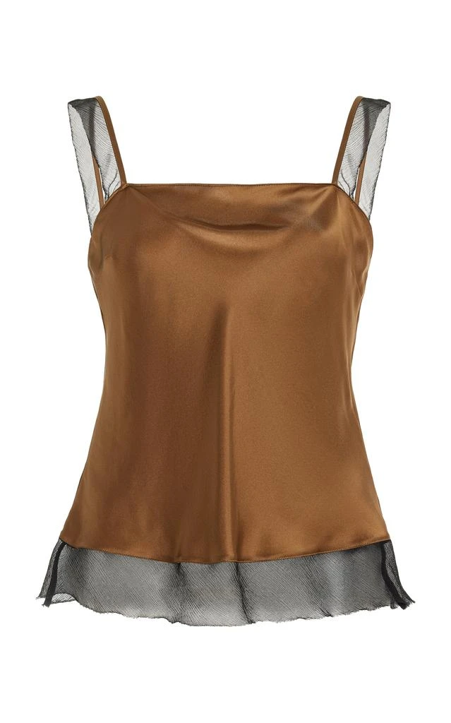 THE GARMENT THE GARMENT - Catania Mesh-Trimmed Silk Tank Top - Green - UK 14 - Moda Operandi 1