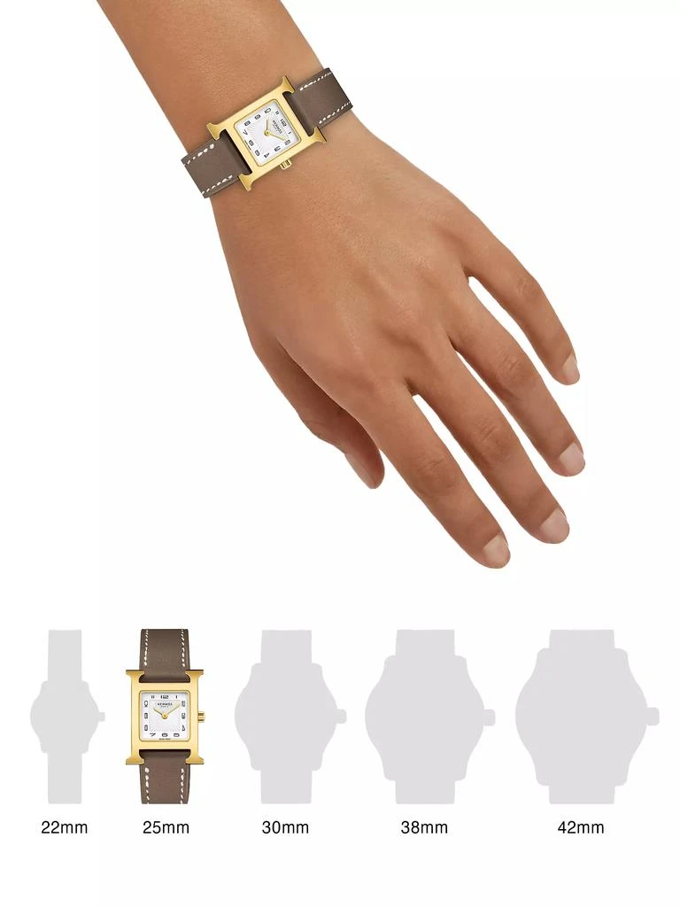 Hermes Heure H 18K-Gold-Plated &amp; Leather Strap Watch/25MM 2