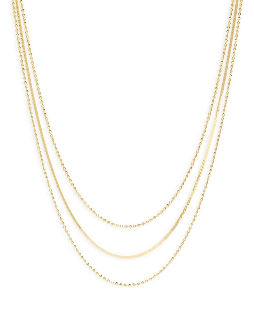 Argento Vivo Ball & Herringbone Chain Layered Necklace in 14K Gold Plated Sterling Silver, 16"-18" 3