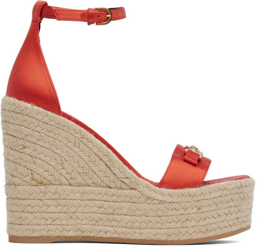 Shop Orange Medusa '95 Satin Wedge Heeled Sandals on Sale at