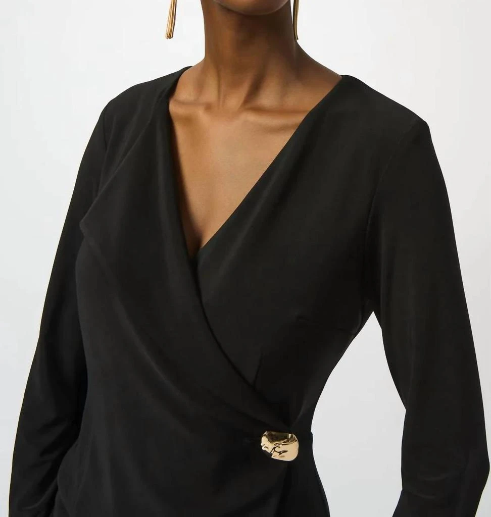 JOSEPH RIBKOFF Joseph Ribkoff - Faux Wrap Long Sleeves Wide Leg Jumpsuit 3