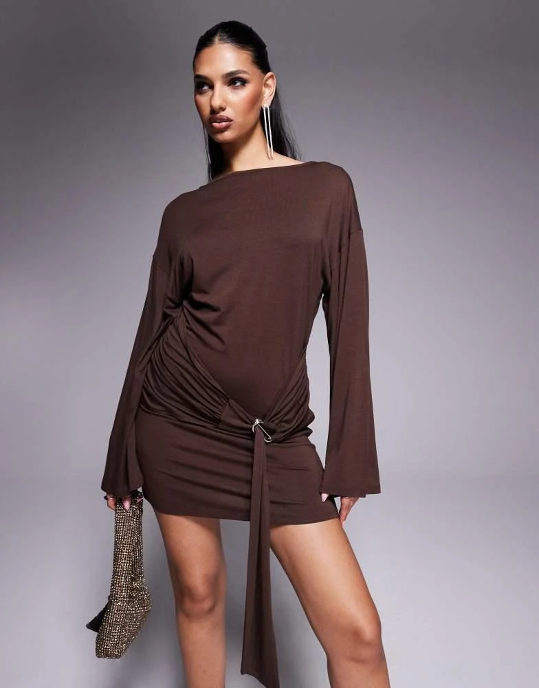 brown cinched dress brown woven cinch dress – HISSY FIT LTD