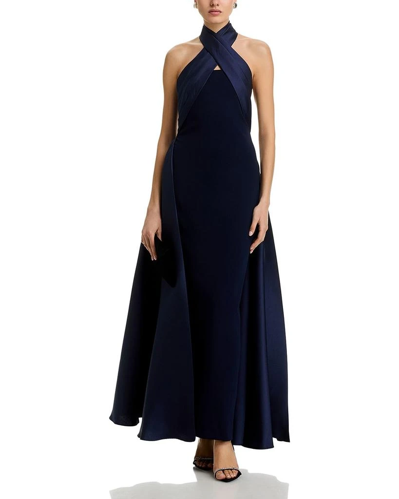 AQUA Halter Mikado Gown - Exclusive 1