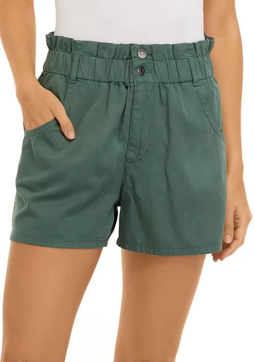 Wonderly Womens 2 Button Paper Bag Waist Shorts