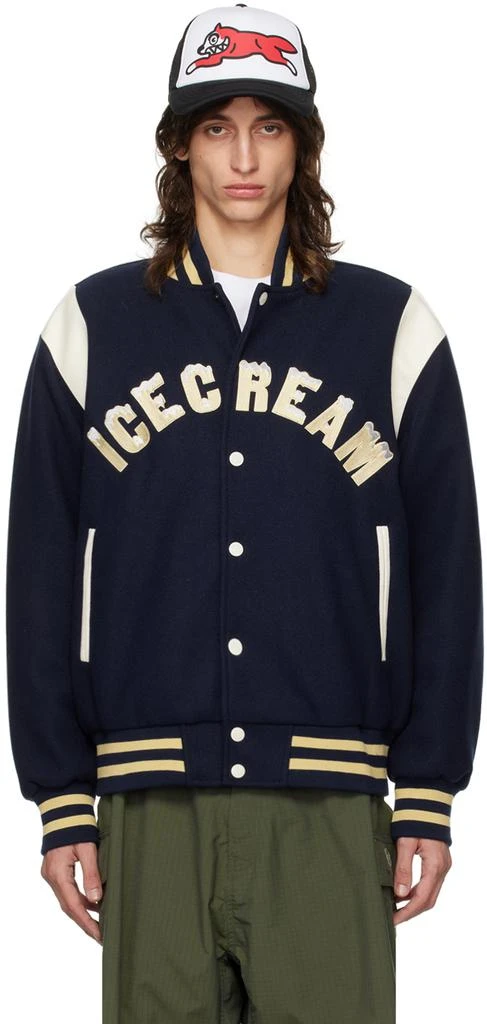 Icecream Navy Drippy Varsity Bomber Jacket 1