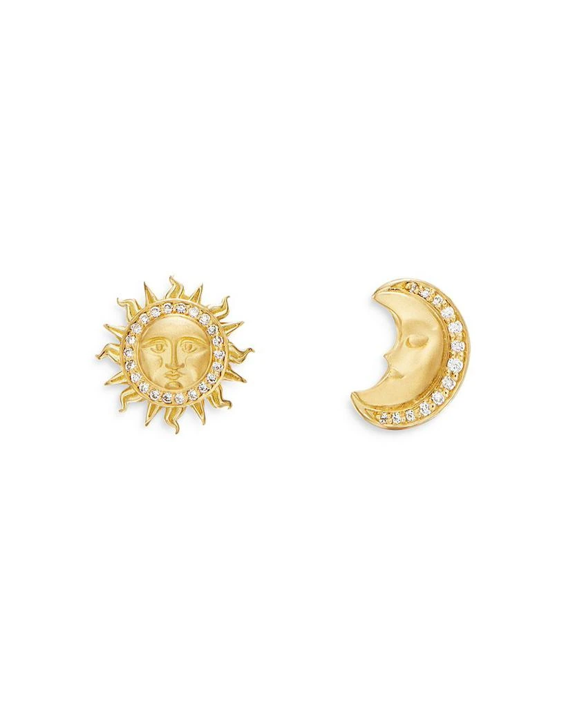 Temple St. Clair 18K Yellow Gold Celestial Diamond Sun 
Moon Mismatch Stud Earrings 1