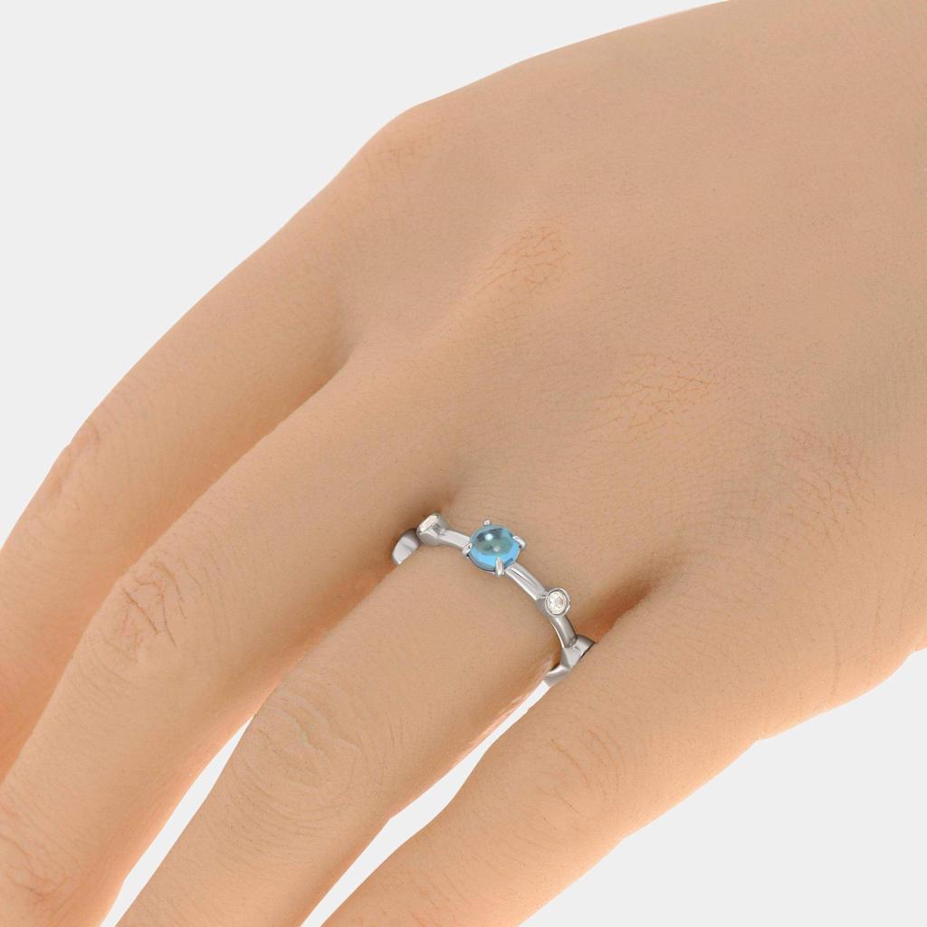 Damiani Damiani 18K White Gold, Diamond 0.23ct. tw. and Blue Topaz Band Ring Sz. 7.5