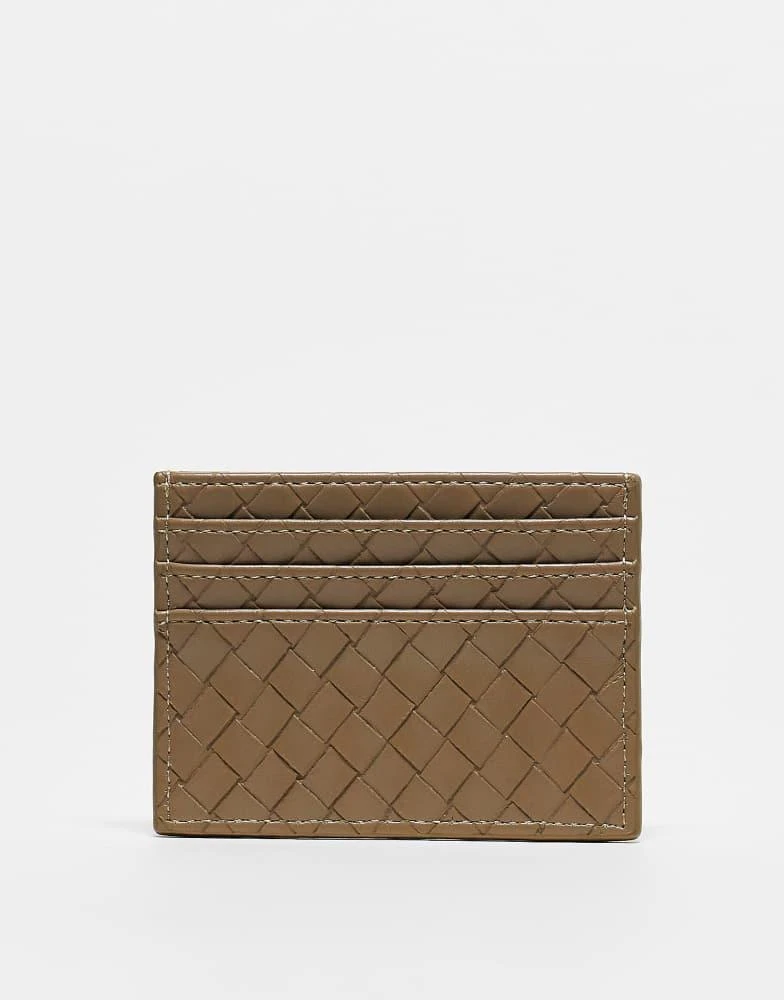 GINA TRICOT Gina Tricot braided weave card holder in light khaki green 3