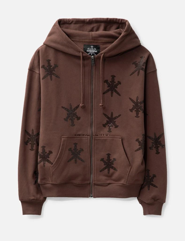 UNKNOWN Brown Black Rhinestone Hoodie 1