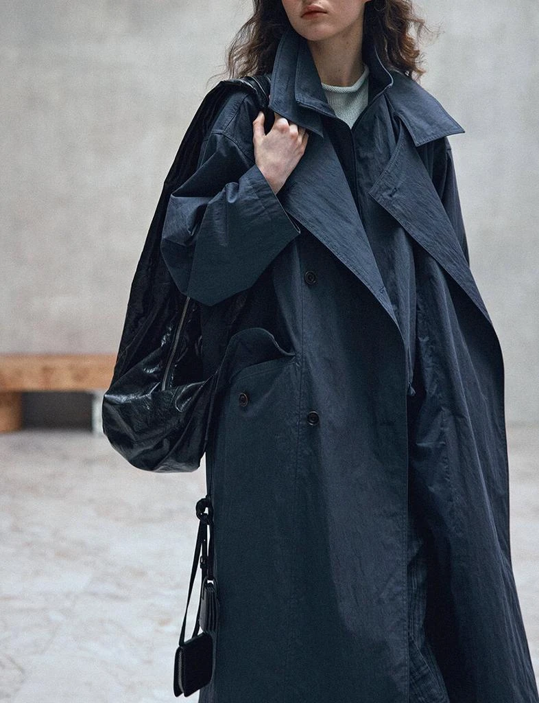 Pixie Market Navy Funnel Neck Zip Trench Coat-PREORDER 4