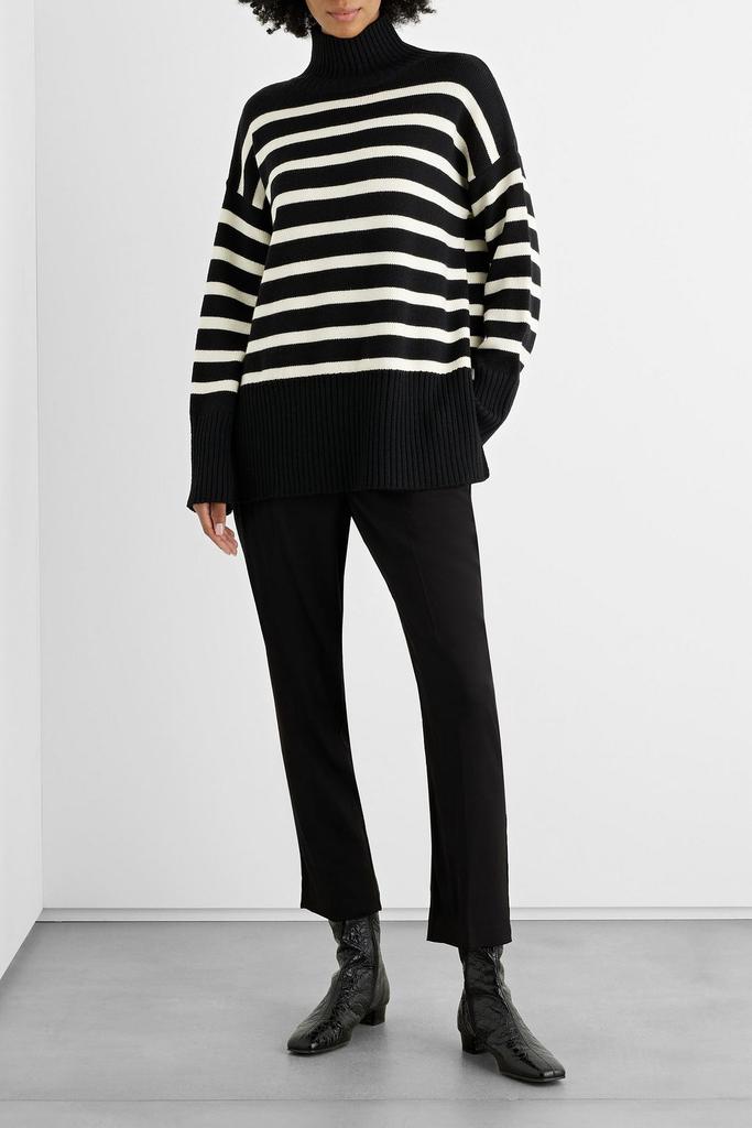 IRIS & INK Sophie striped merino wool turtleneck sweater