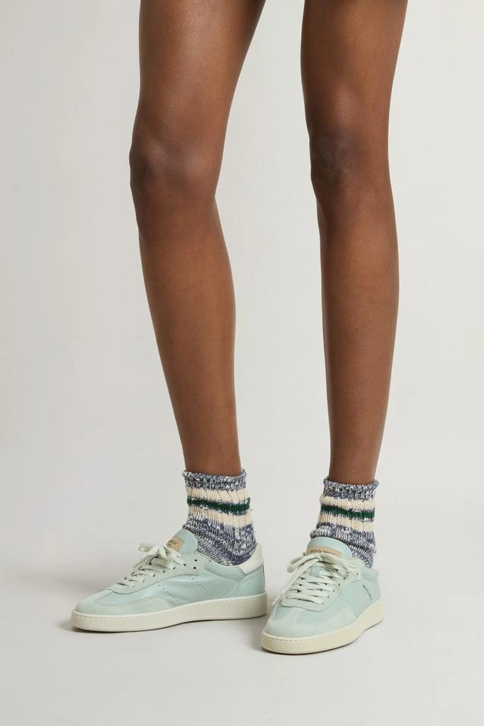 Woolrich Swing Court Leather Sneakers with Suede Details - Women - Green 6