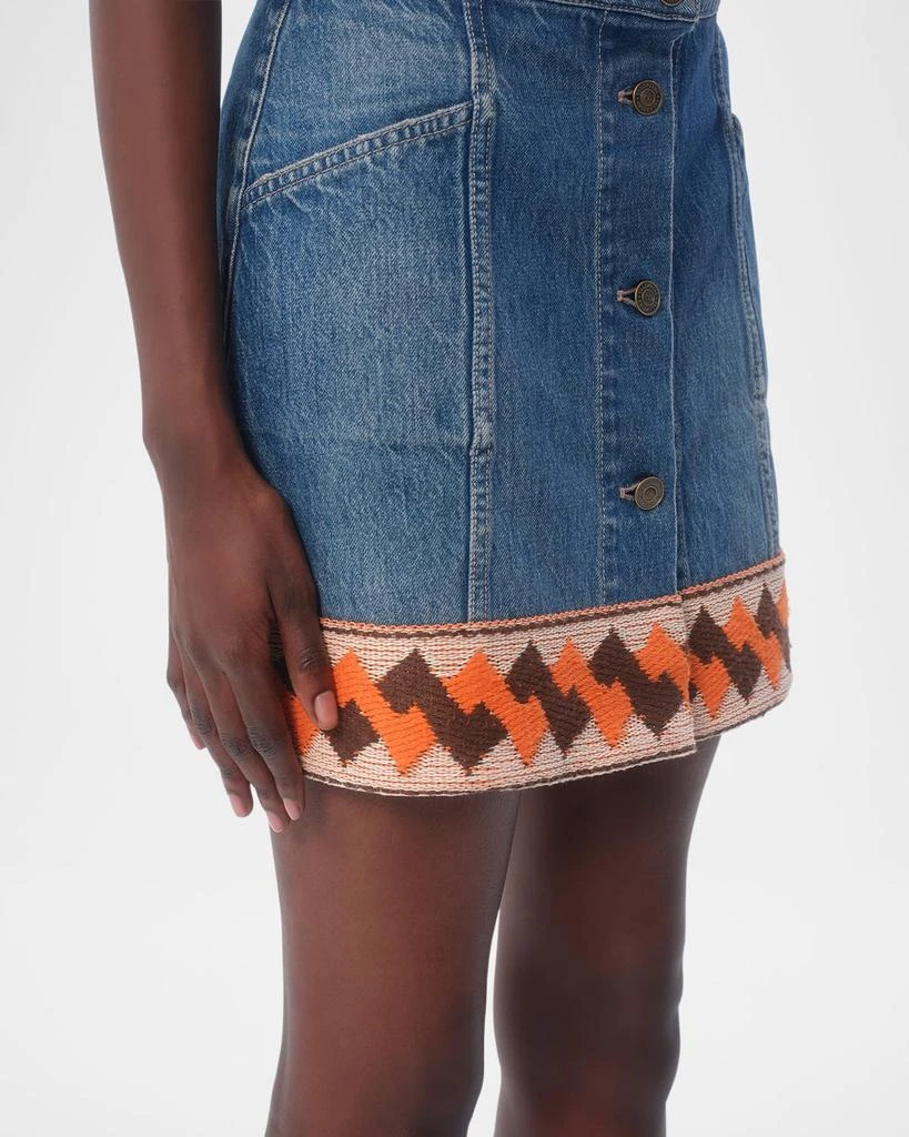 Valentino Embroidered Hem Denim Mini Skirt 5