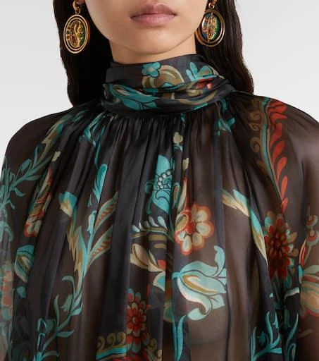 ETRO Floral sheer silk chiffon blouse 4