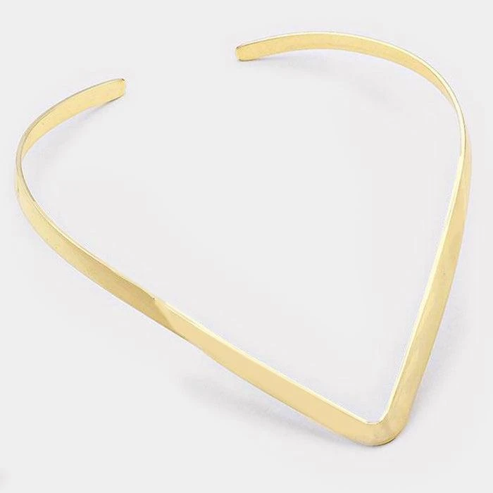 FASHNZFAB Metal V-neck open choker necklace 2